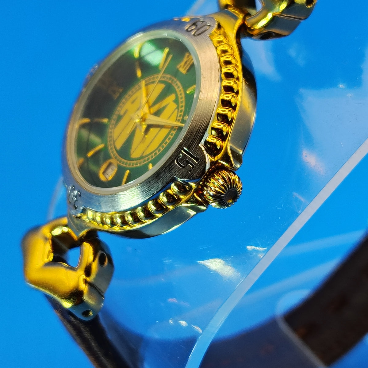Vintage 1995 AKII Emerald Green Date Swiss Movement Women's Quartz Watch