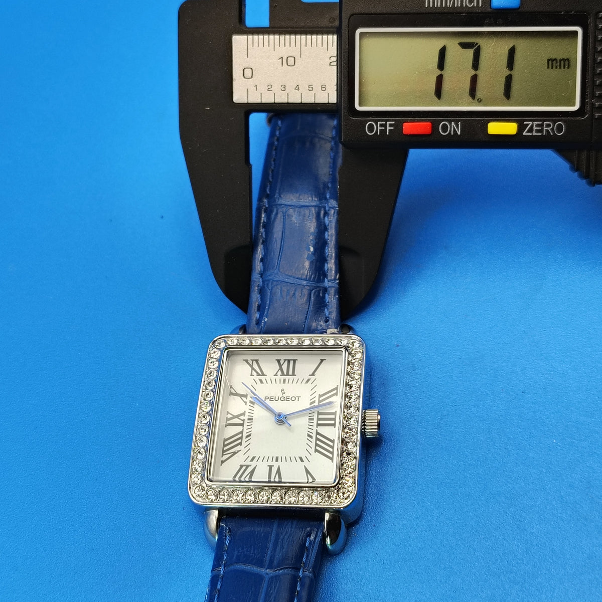 Vintage 2003 Peugot Rectangle Crystal Bezel Japan Movt 34mm Women's Quartz Watch