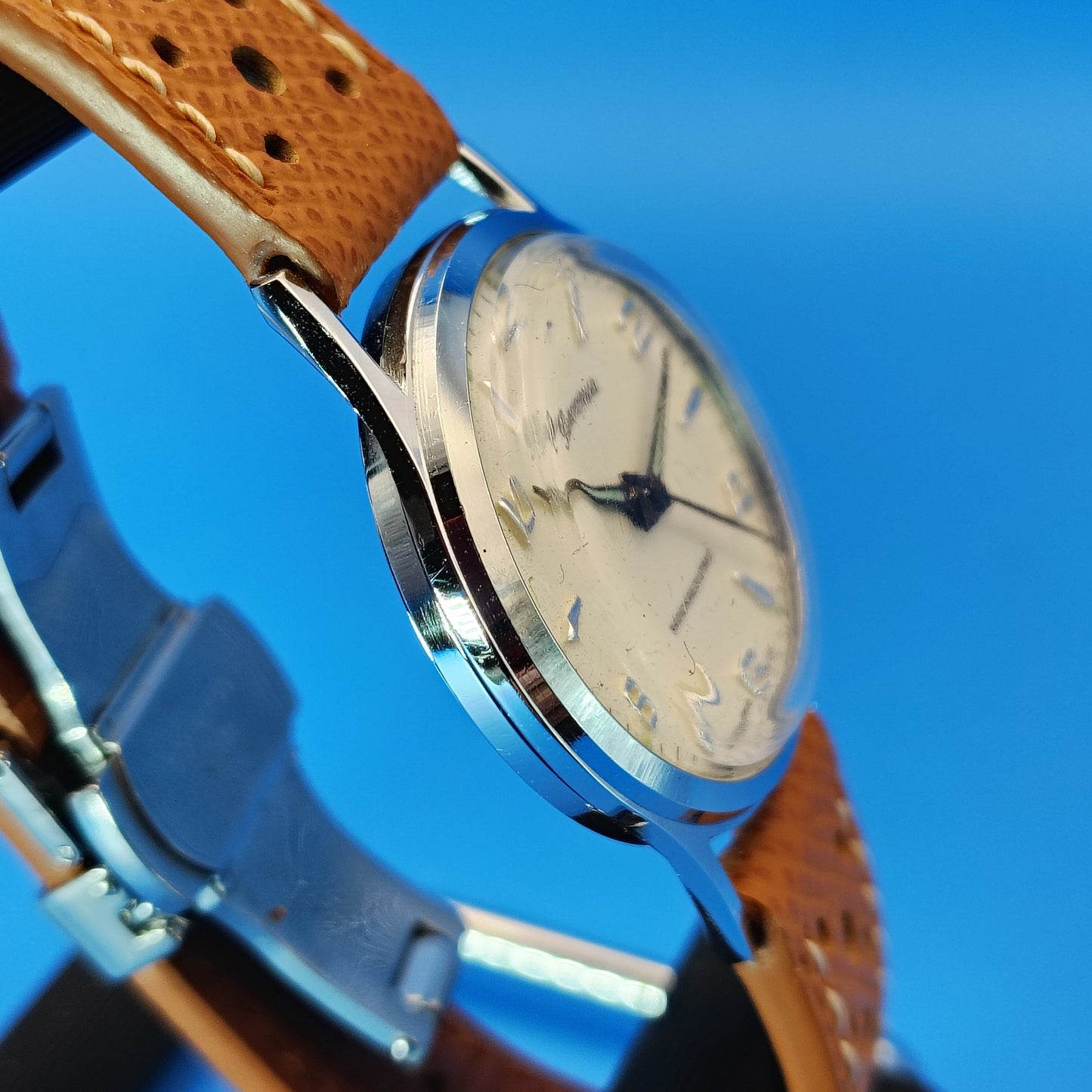 Vintage 1957 Bercona Swiss Made 32mm Mens Mechanical Watch New Strap Restored