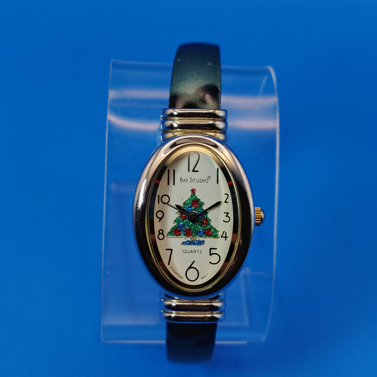 Vintage 1997 Bay Studio Christmas Tree Bangle 39mm Women's Quartz Watch Restored Clearance