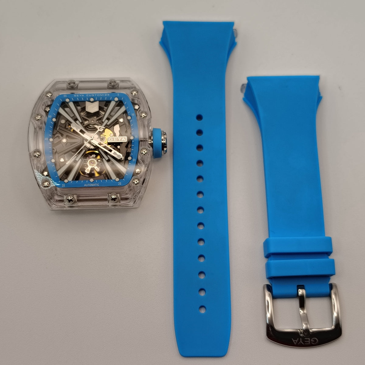 2026 Geya G78190 Crystal Shell Series 55mm Mens Automatic Luxury Watch Full Collector Box Set