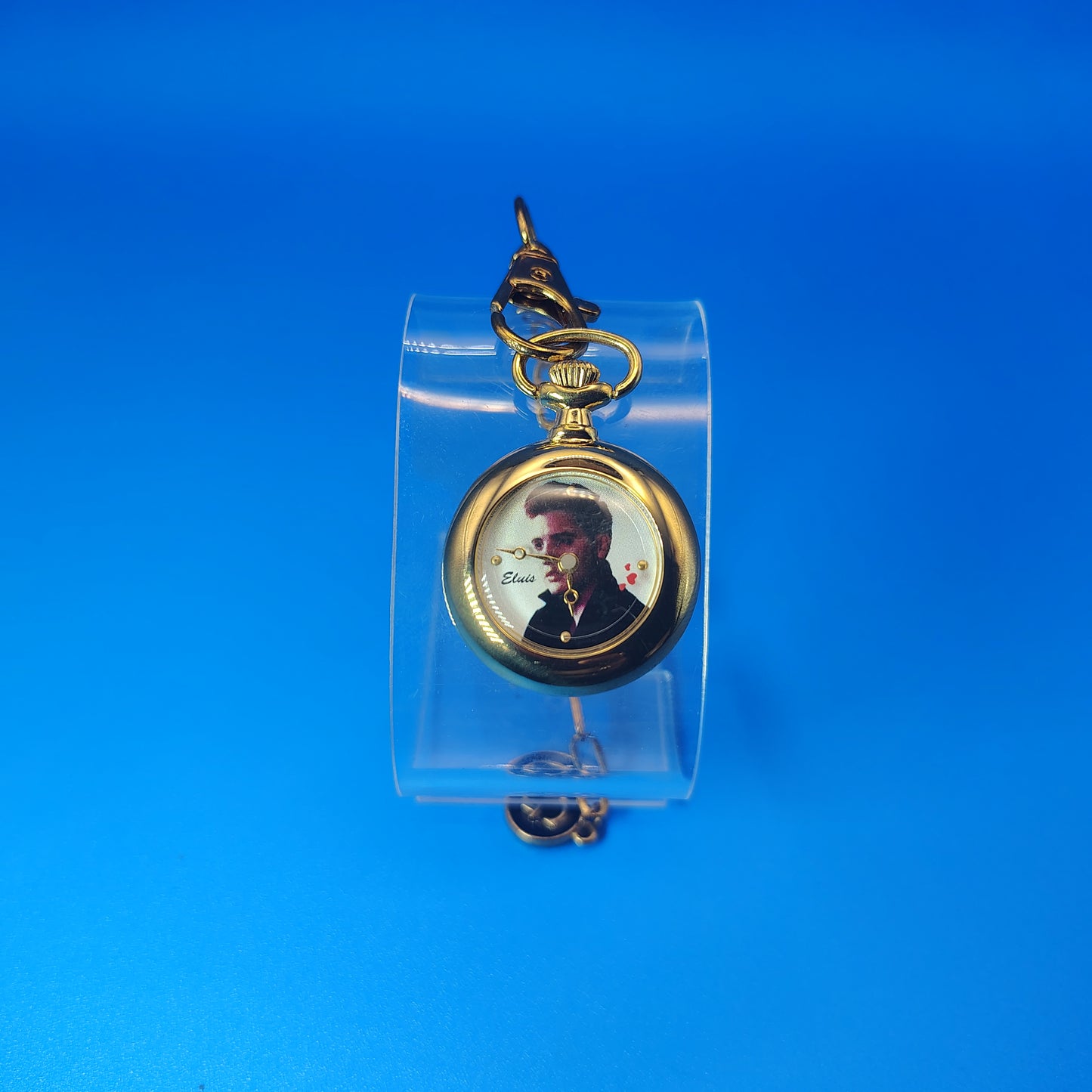 Vintage 1997 Elvis Licensed 34mm Women's Quartz Pocket Watch Heart Seconds Charm