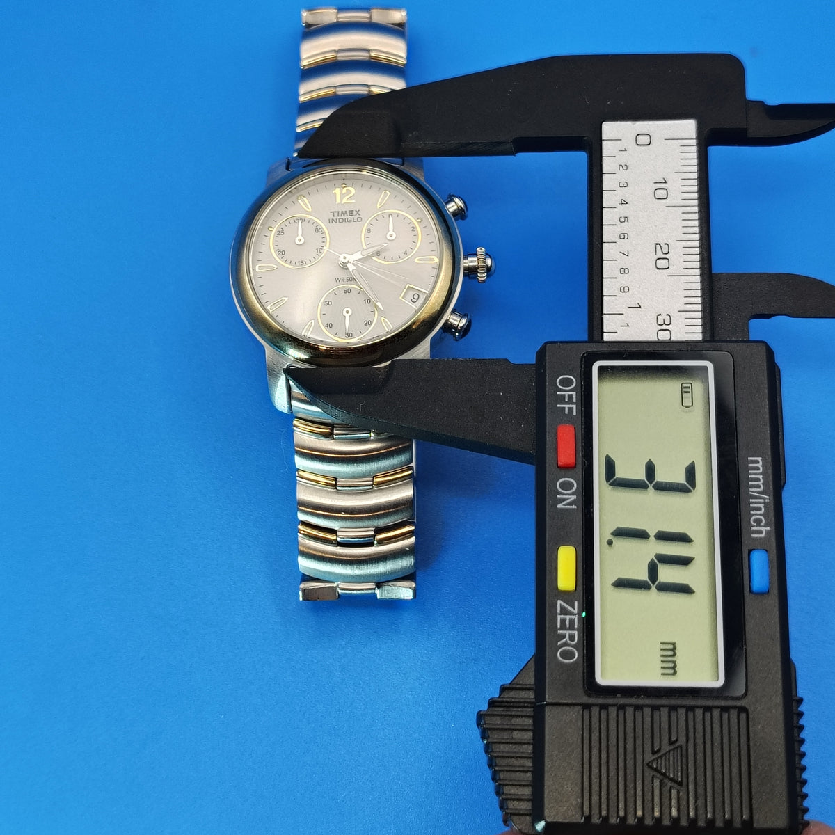 Vintage 2001 Timex Indiglo Chronograph Date 31mm Men's Quartz Watch Restored