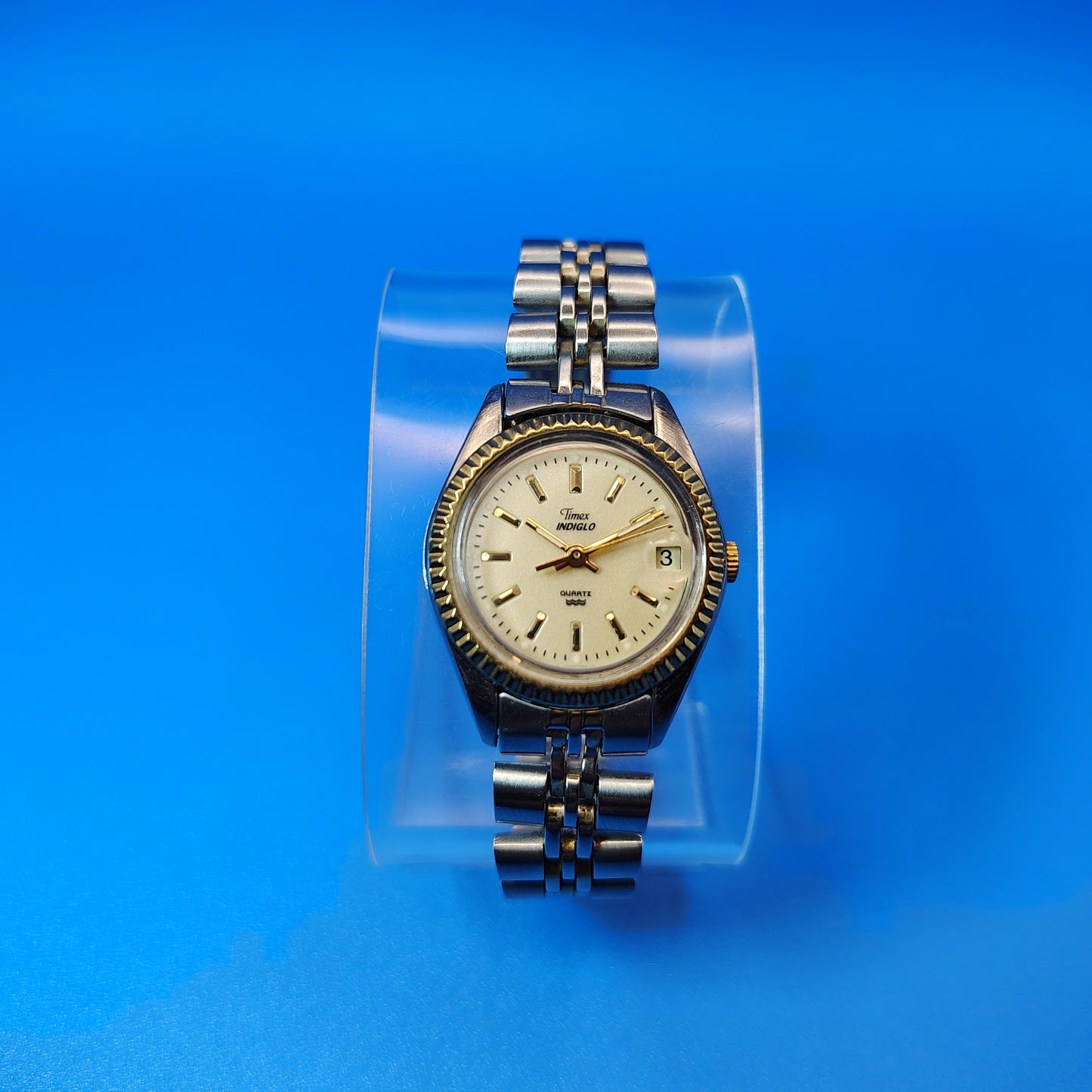 Vintage 1996 Timex Indiglo Presidential Date 24mm Women's Quartz Dress Watch