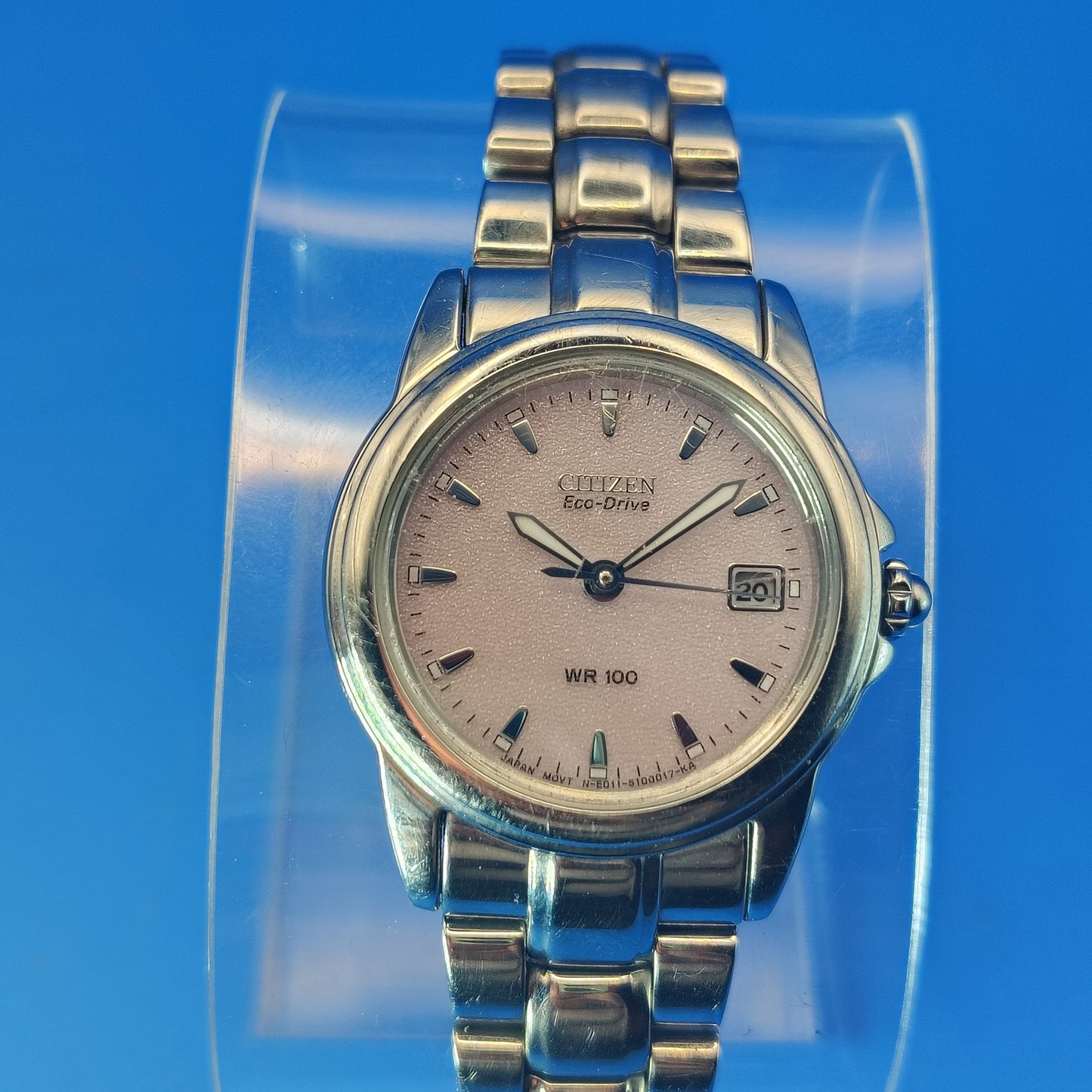 Vintage 1996 CITIZEN Eco Drive Pink Champagne Japanese Made Solar Powered Women's Quartz Luxury Watch