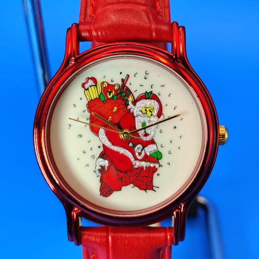 Vintage 2008 Avon Happy Holidays Santa Bear 32mm Women's Quartz Watch New Strap