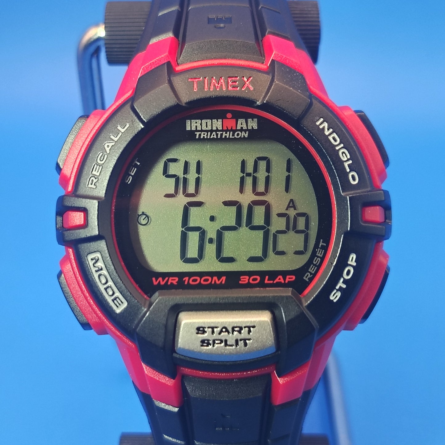 Vintage 2010 Timex Ironman Triathlon 41mm Mens Digital Sports Watch Red 100M WR