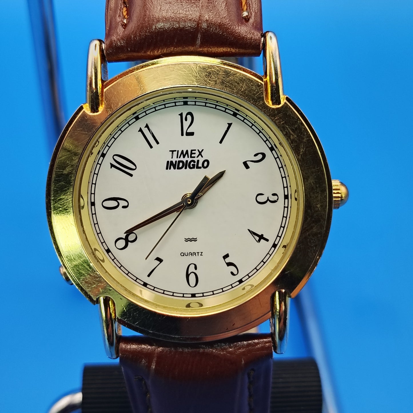 Vintage 1992 Timex Indiglo 33mm Women's Quartz Watch Genuine Leather Band