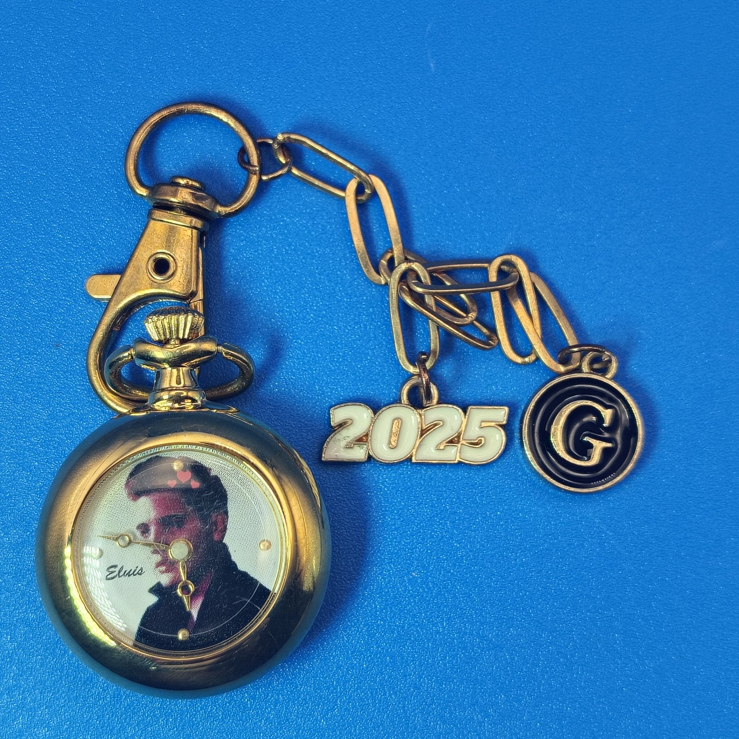Vintage 1997 Elvis Licensed 34mm Women's Quartz Pocket Watch Heart Seconds Charm