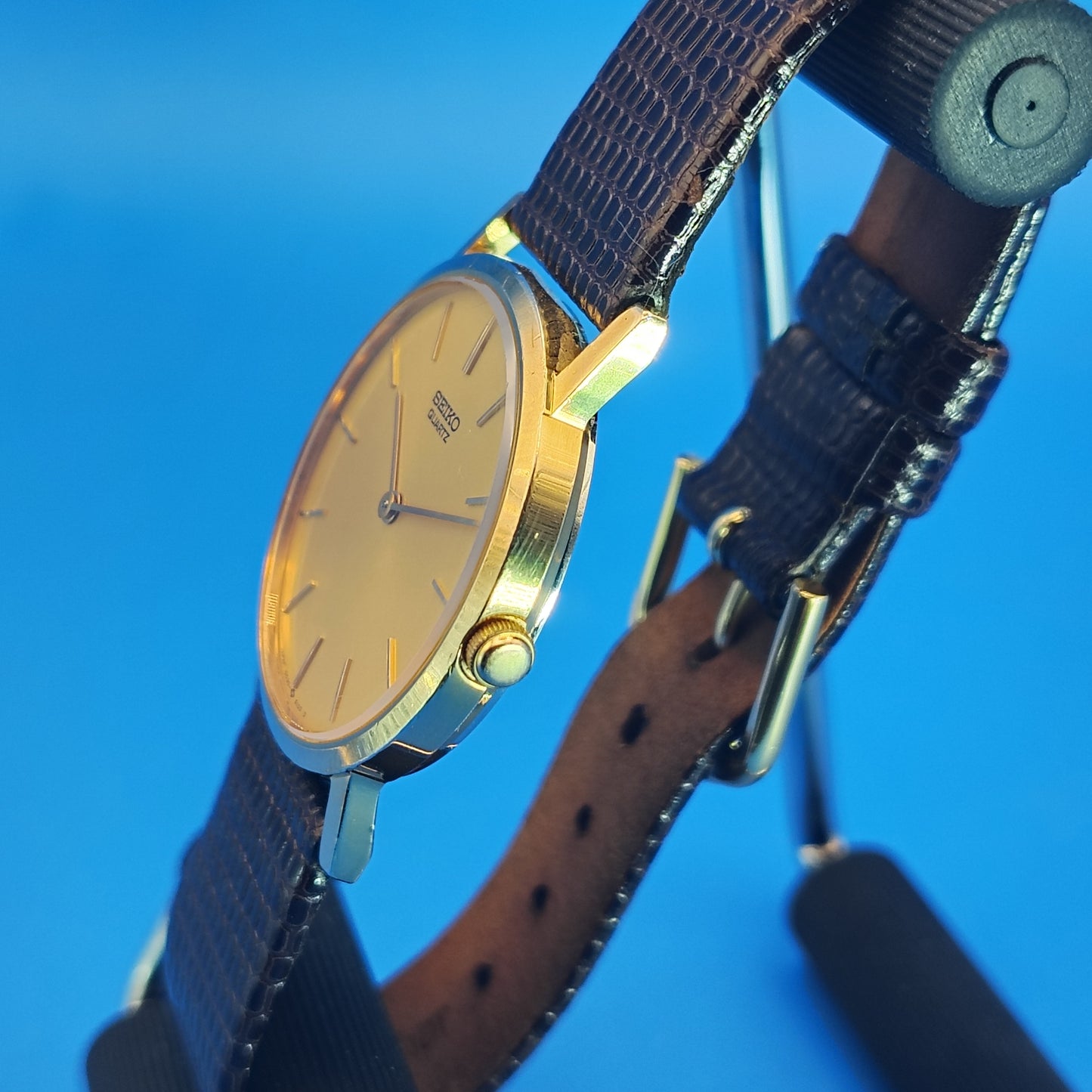 Vintage 1981 Seiko Japan 30mm Mens Quartz Luxury Dress Watch Lizard Strap Full Restore