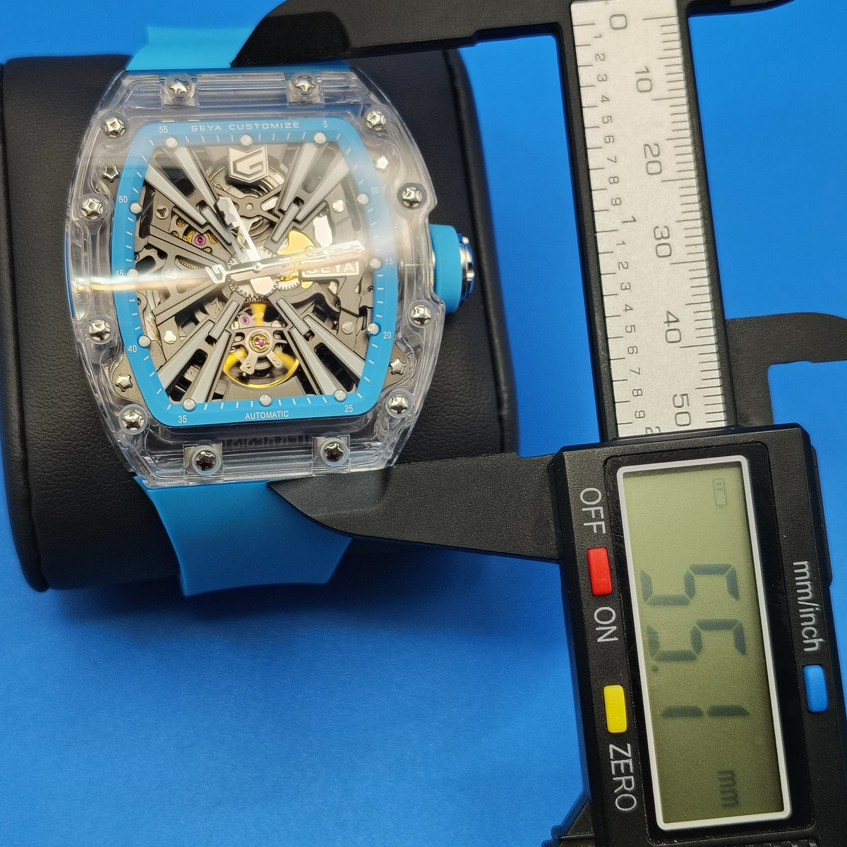 2026 Geya G78190 Crystal Shell Series 55mm Mens Automatic Luxury Watch Full Collector Box Set