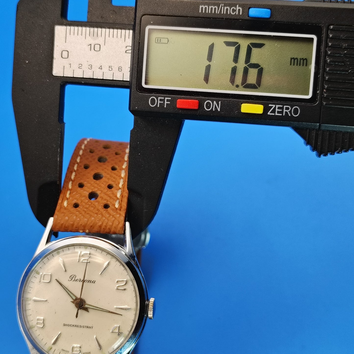 Vintage 1957 Bercona Swiss Made 32mm Mens Mechanical Watch New Strap Restored