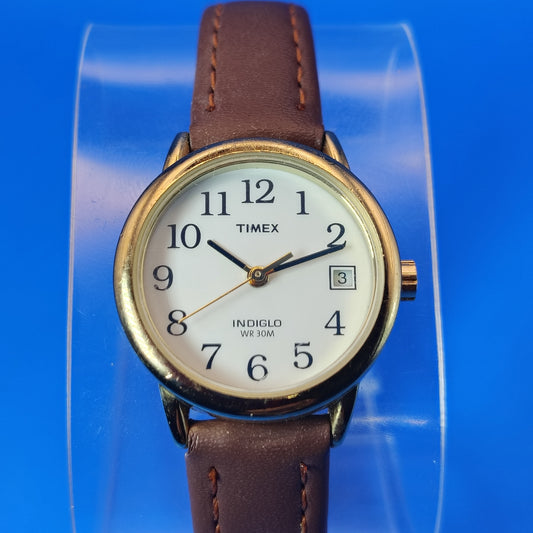Vintage 2012 Timex Easy Reader Indiglo Date 39mm Women's Quartz Watch New Strap
