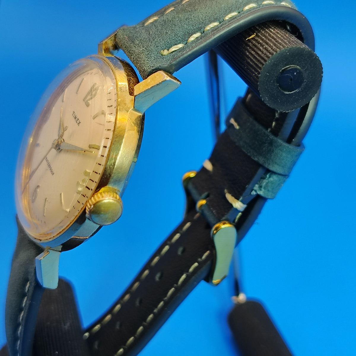 Vintage 1968 Timex Gold Tone 39mm Mens Mechanical Wind Watch Restored New Strap