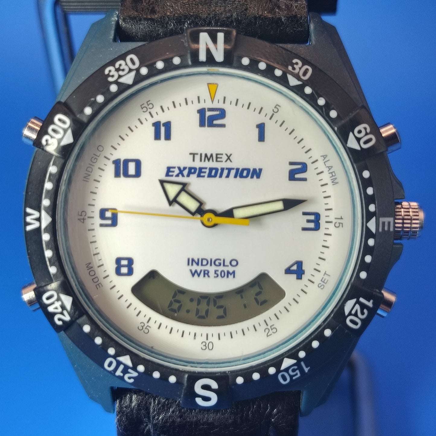 Vintage 2004 Timex Expedition INDIGLO Dual Time Ani-Digi 38mm Mens Quartz Watch