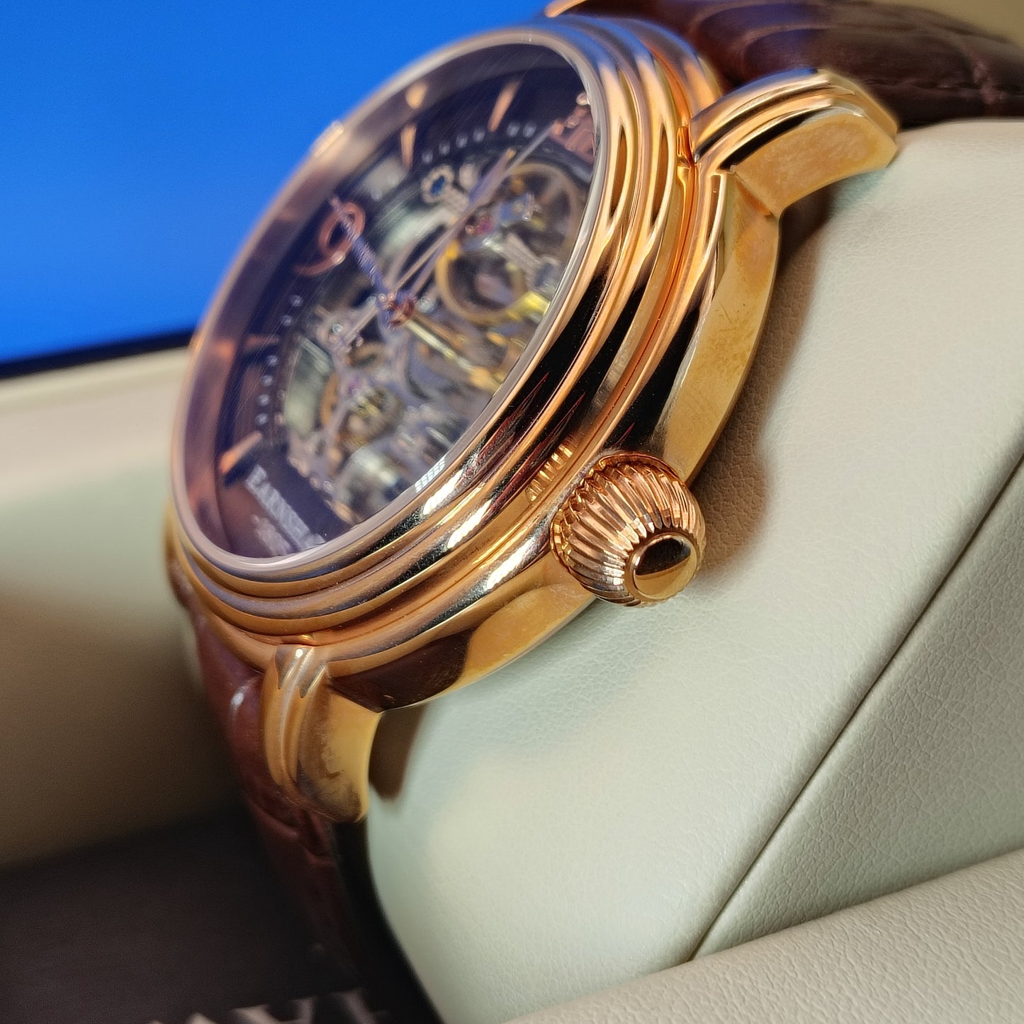 New! 2018 Thomas Earnshaw 8011 Skeleton Automatic Wind 48mm Mens Watch Wood Box