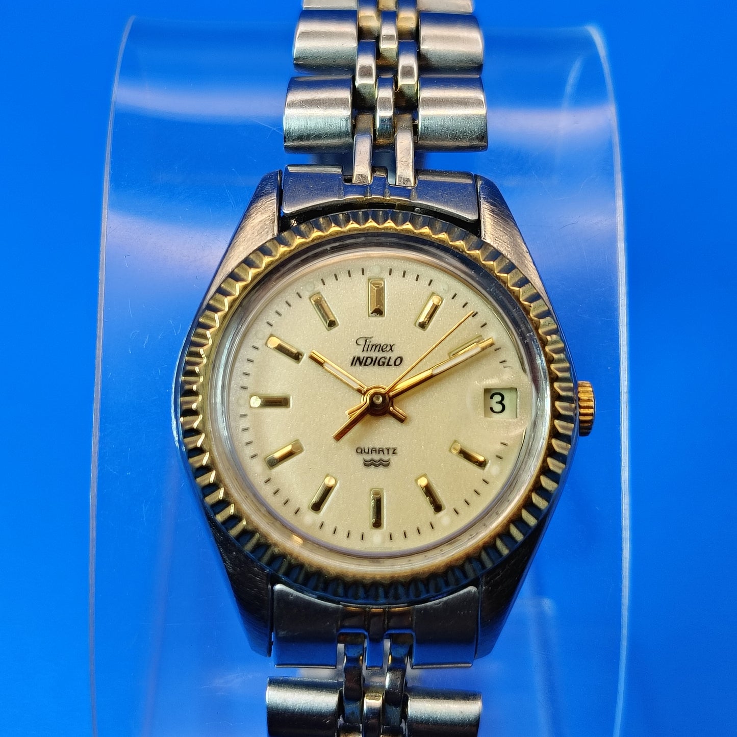 Vintage 1996 Timex Indiglo Presidential Date 24mm Women's Quartz Dress Watch