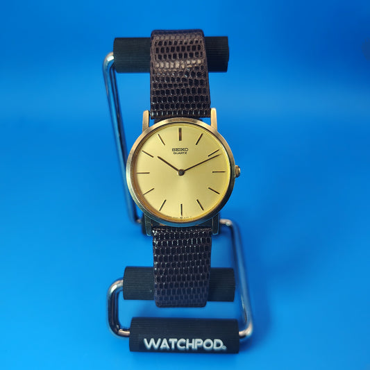 Vintage 1981 Seiko Japan 30mm Mens Quartz Luxury Dress Watch Lizard Strap Full Restore