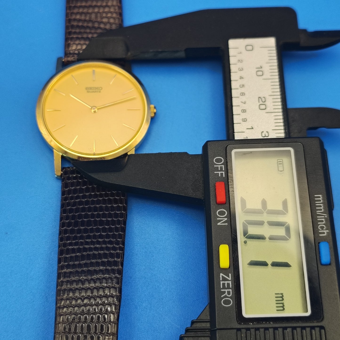 Vintage 1981 Seiko Japan 30mm Mens Quartz Luxury Dress Watch Lizard Strap Full Restore
