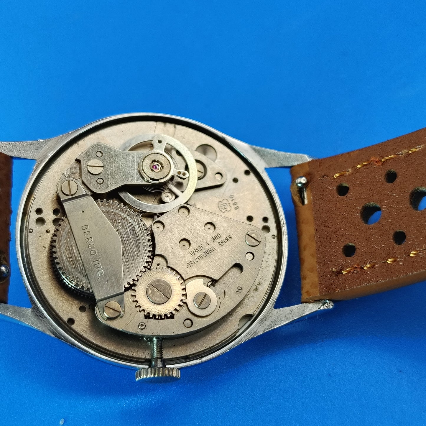 Vintage 1957 Bercona Swiss Made 32mm Mens Mechanical Watch New Strap Restored