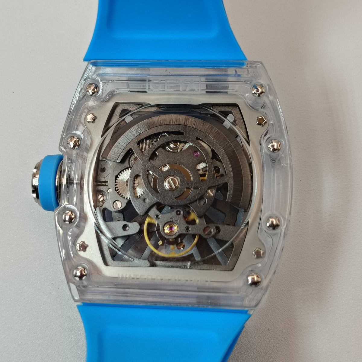 2026 Geya G78190 Crystal Shell Series 55mm Mens Automatic Luxury Watch Full Collector Box Set