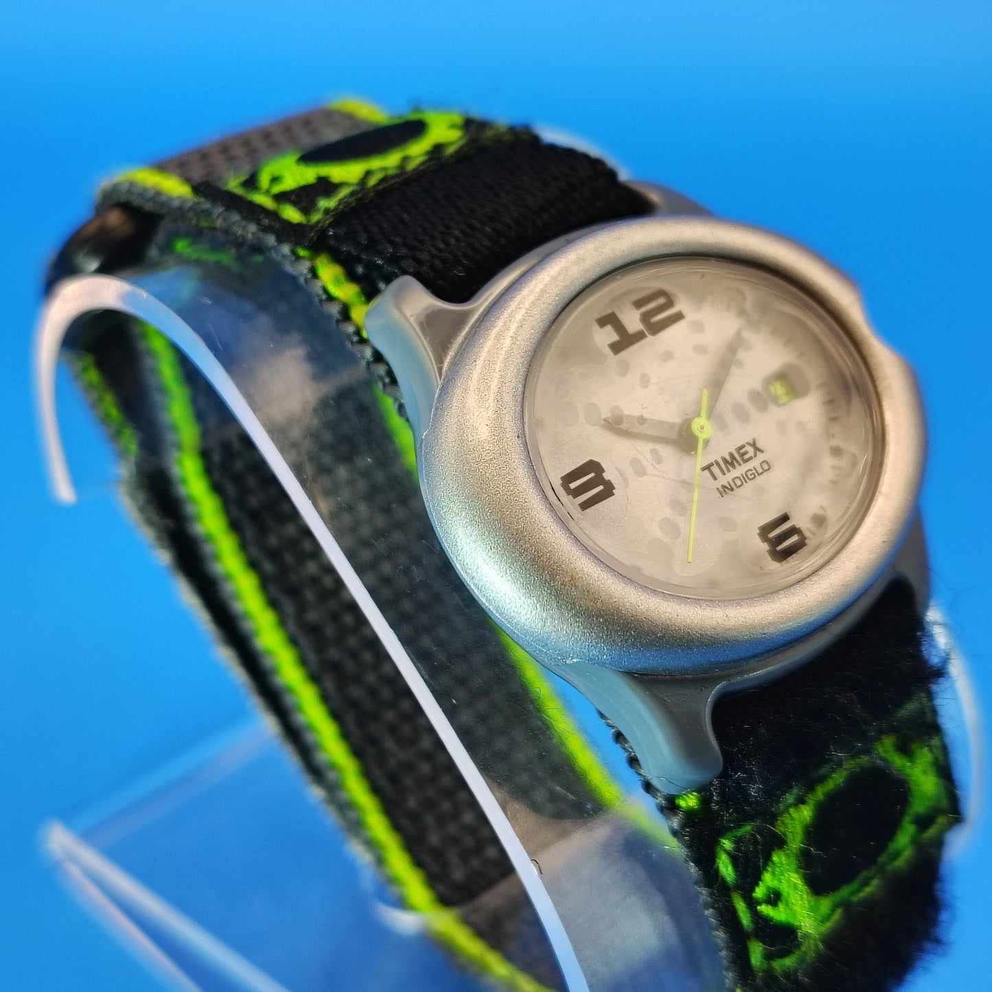 Vintage 1998 Timex Indiglo Y2K Pebble Case Date Quartz Sport Watch Restored