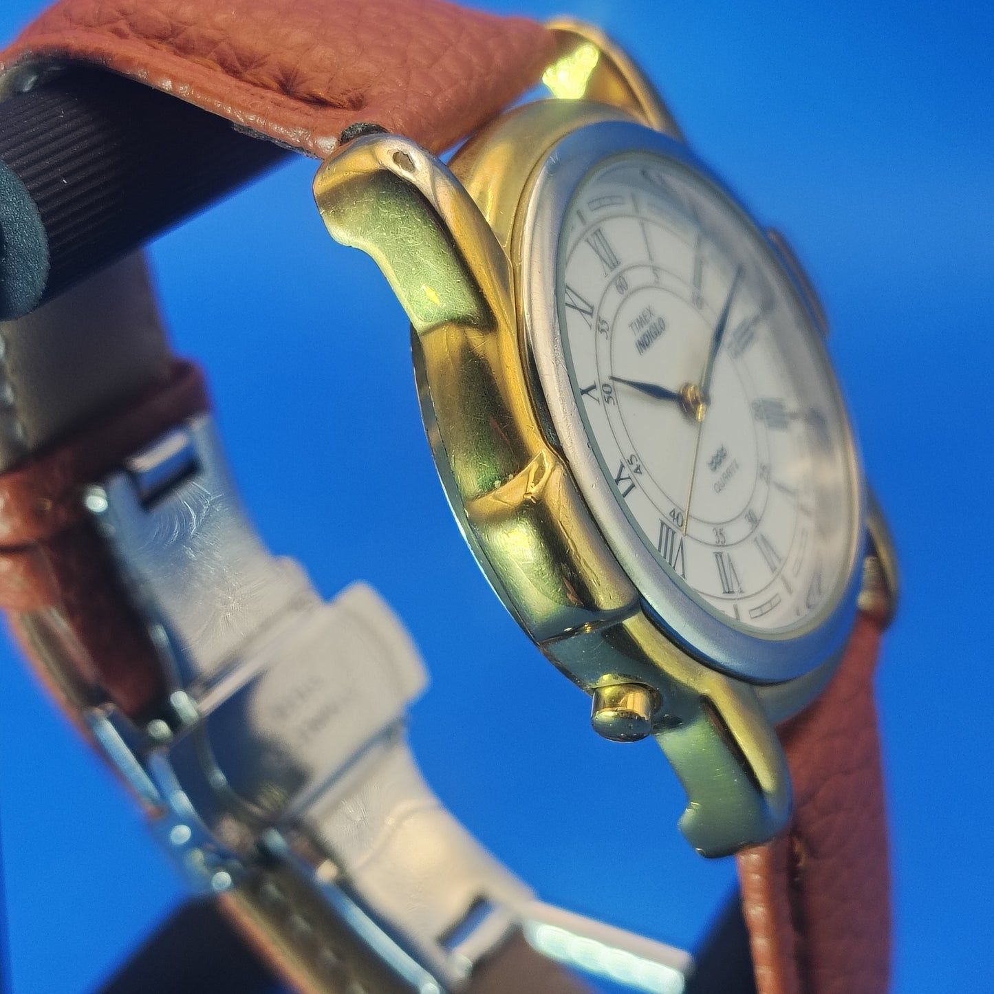 Vintage 1994 Timex Roman Dial 37mm Mens Quartz Dress Watch Restored *No Indiglo