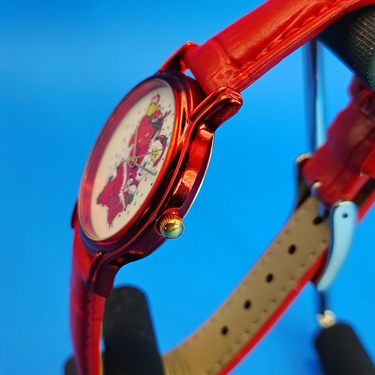 Vintage 2008 Avon Happy Holidays Santa Bear 32mm Women's Quartz Watch New Strap