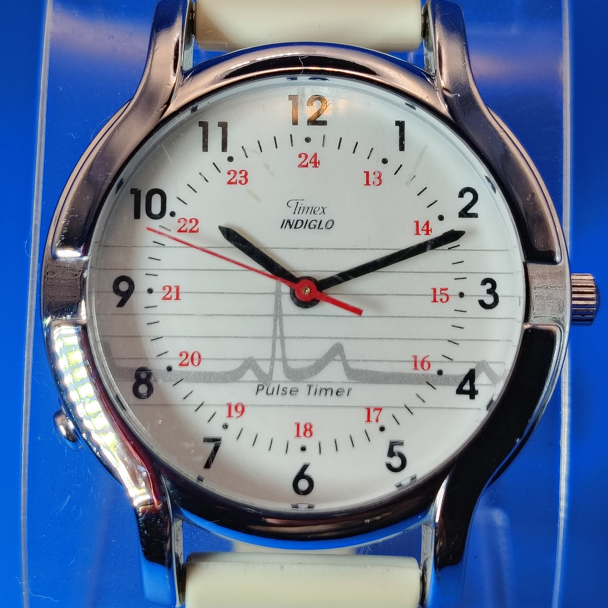 Vintage 1993 Timex Indiglo Nurse Pulse Timer 30mm Women's Quartz Watch Restored