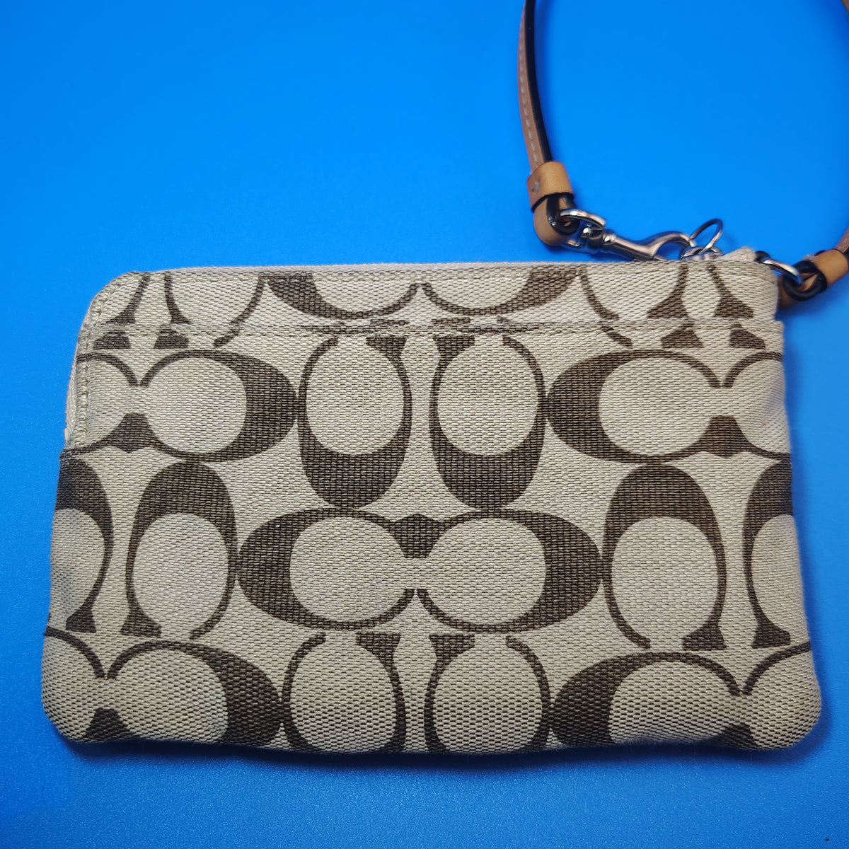 Vintage 2008 Authentic Coach Signature Canvas Women's Luxury Wristlet Wallet Bag Restored