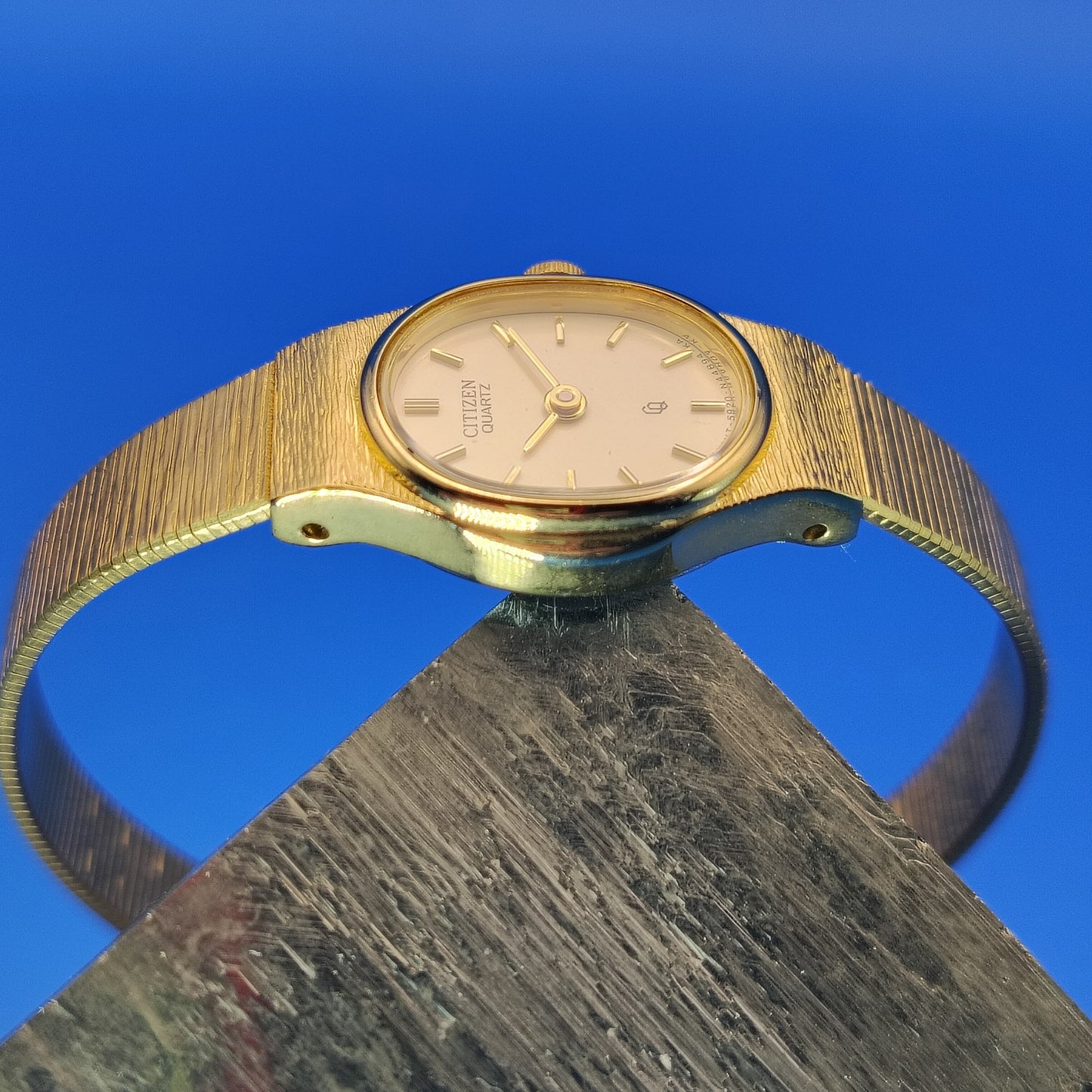Vintage 1987 Citizen Quartz Japanese made Gold tone 17mm Women's Luxury Cocktail Watch Fully Restored