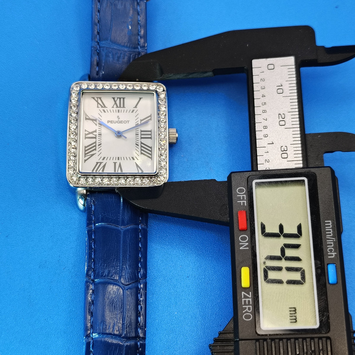 Vintage 2003 Peugot Rectangle Crystal Bezel Japan Movt 34mm Women's Quartz Watch
