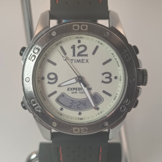 Vintage Timex Expedition INDIGLO DUAL Time 38mm Mens Analog-Digital Quartz Field Watch