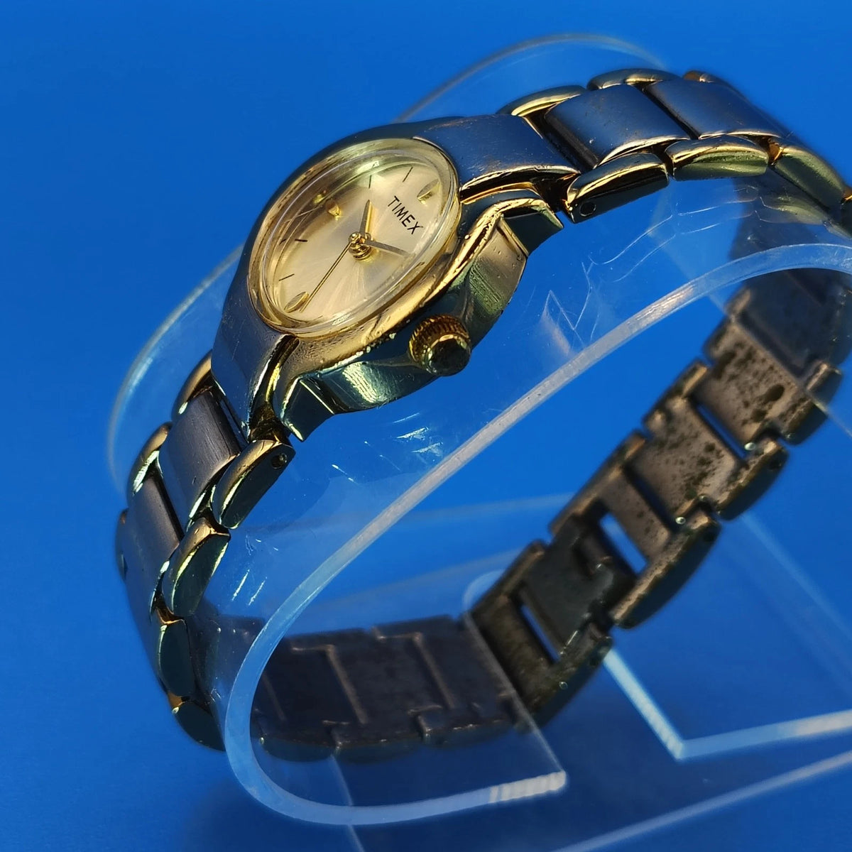 Vintage 2001 Timex Two Tone 29mm Women's Quartz Watch Fully Restored