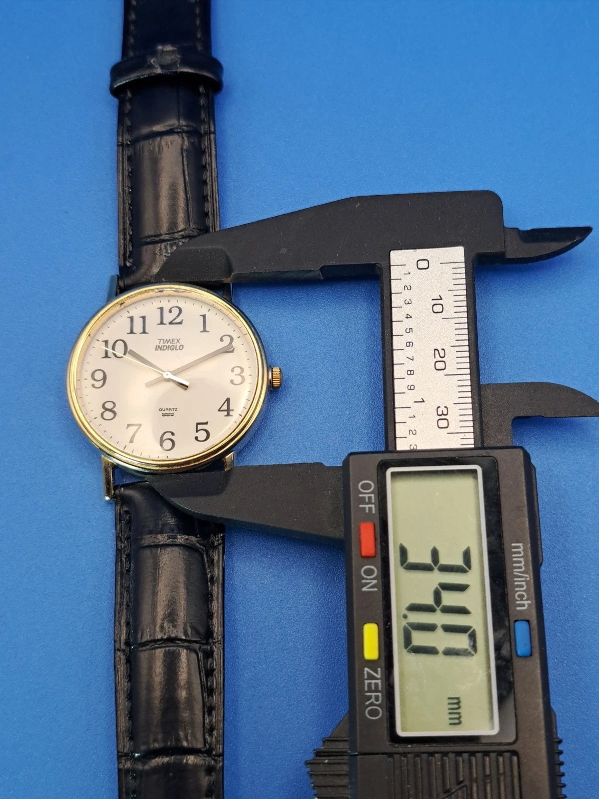 Vintage 1994 Timex Indiglo 34mm Mens Quartz Dress Watch New Strap Full Restore