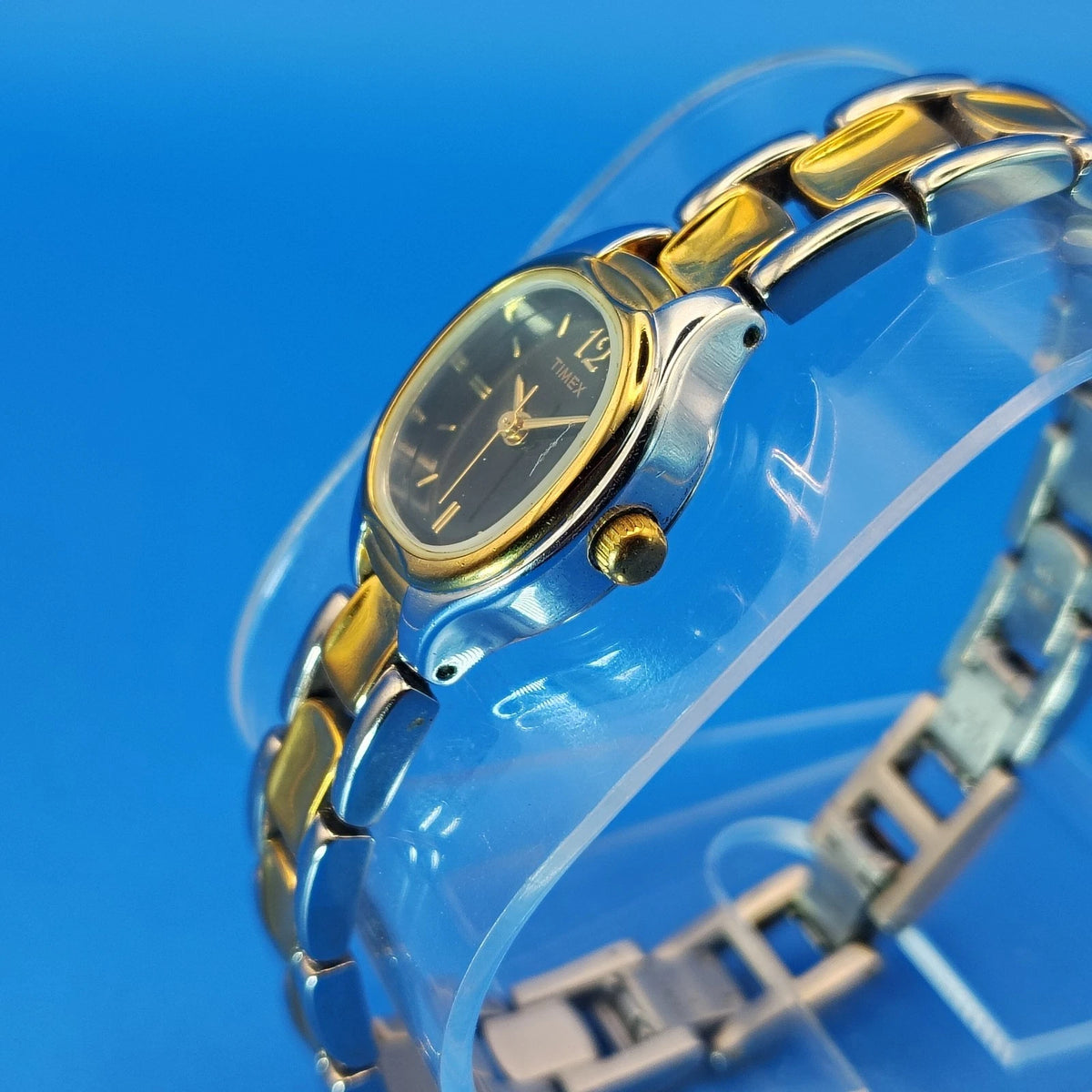 Vintage 2003 Timex Elegant 21mm Women's Quartz Two Tone Cocktail Watch Size 6.5