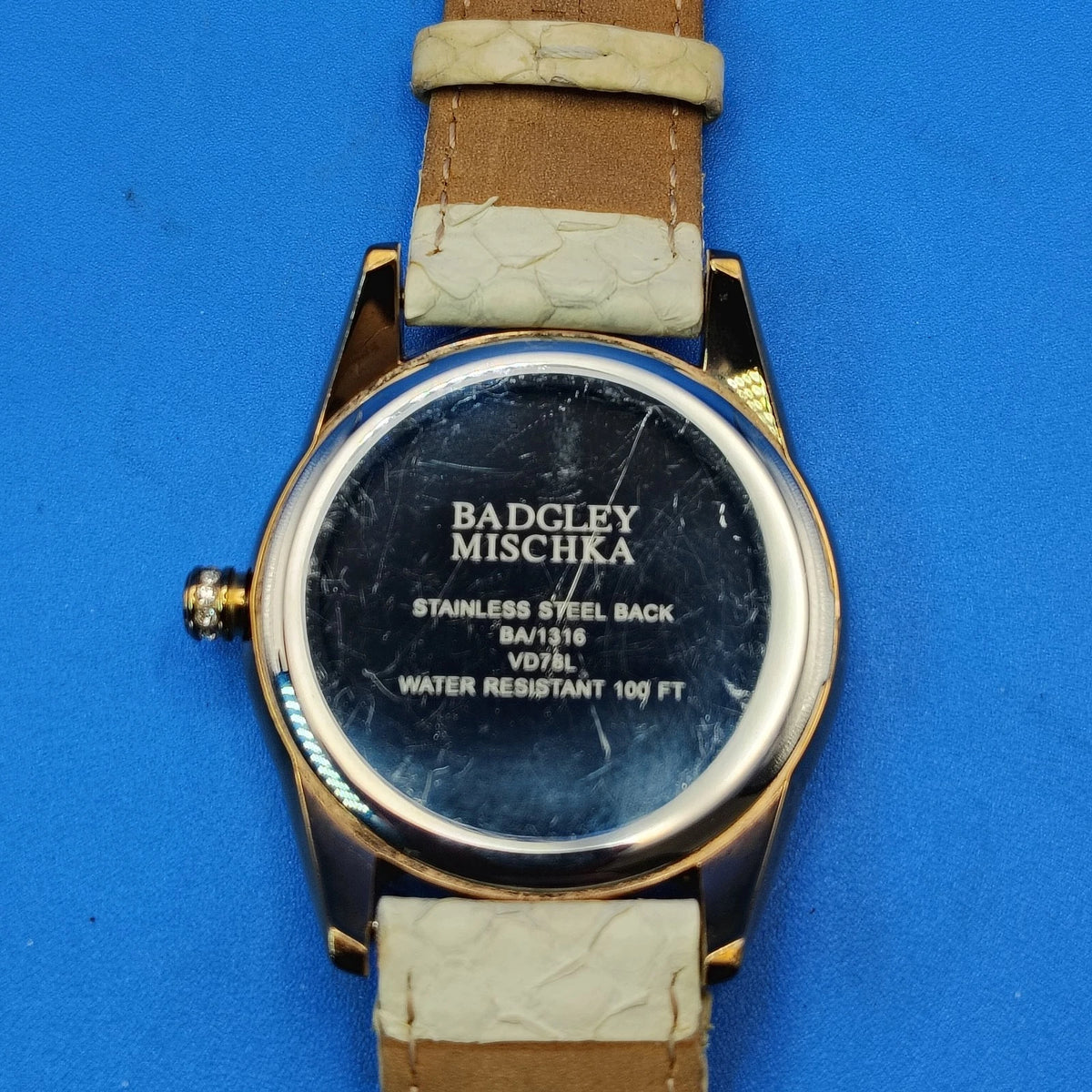 Vintage 2006 Bradgley Mischka Mother of Pearl 40mm Women's Watch Snake Skin Strap