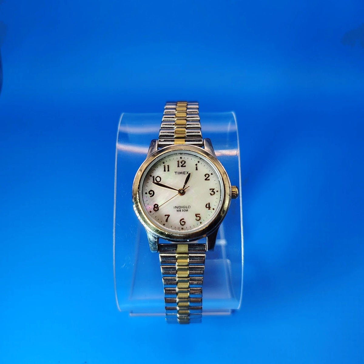 Vintage 2002 Timex Indiglo Mother of Pearl 25mm Women's Two Tone Quartz Watch