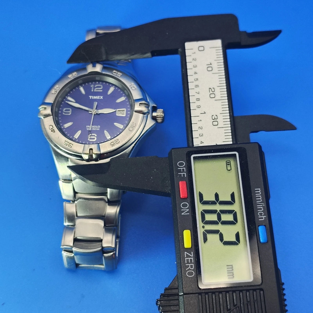 Vintage 2003 Timex Indiglo Date 38mm Mens Quartz Watch Solid SS Fully Restored
