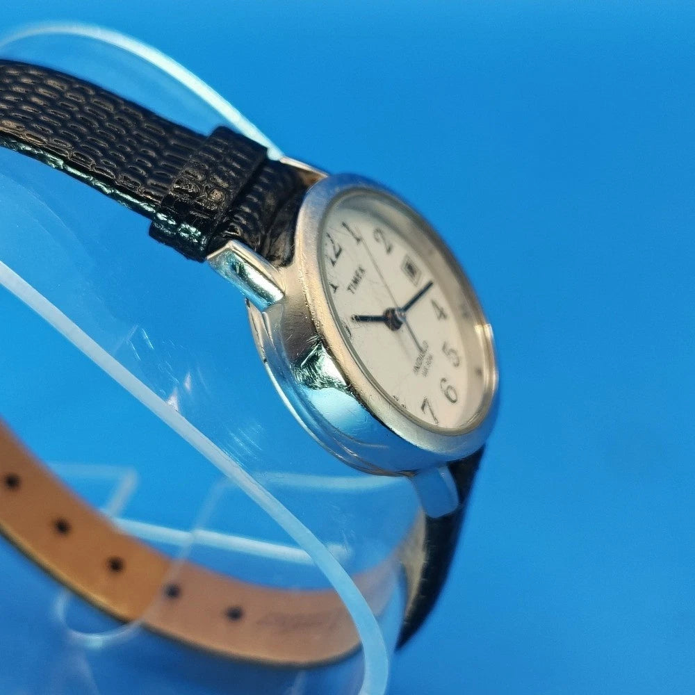 Vintage 1990s Timex Indiglo Date 25mm Women's Quartz Watch Fits 6.5 And Smaller
