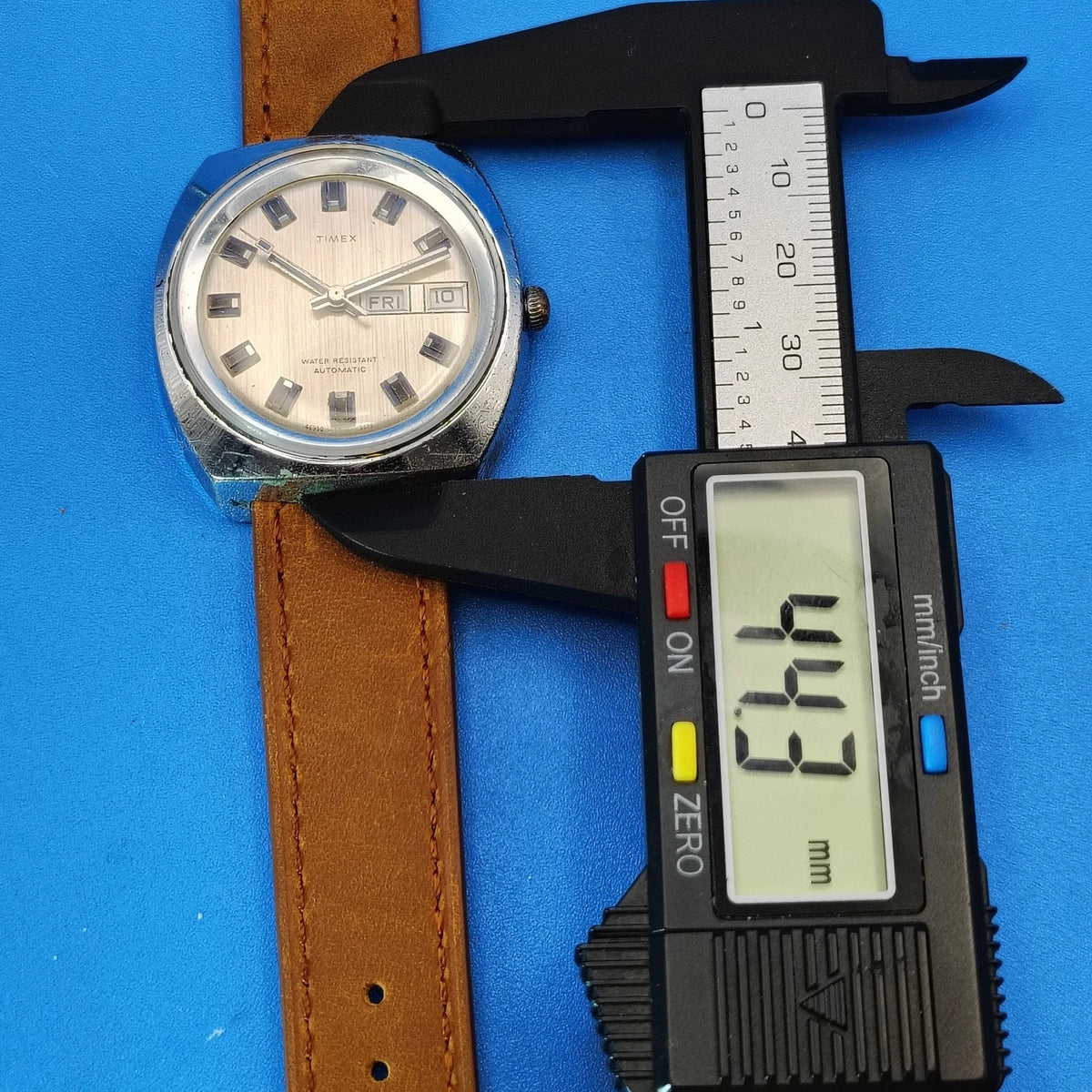 Vintage 1973 Timex Viscount Day-Date 44mm Mens Automatic Watch Restored