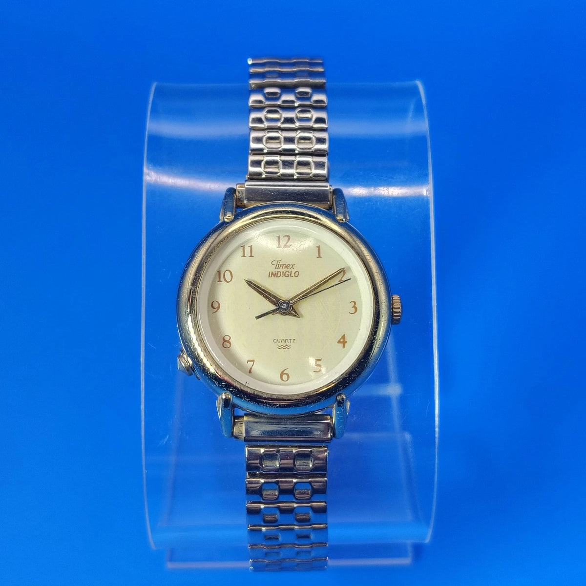 Vintage 1997 Timex Indiglo 24mm Women's Quartz Watch Stretch Bracelet Restored