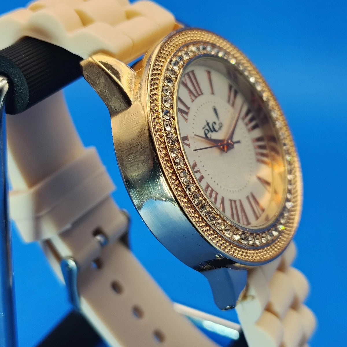 Vintage 2011 Rue21 ETC! Crystal Roman Numeral 40mm Women's Quartz Watch Restored