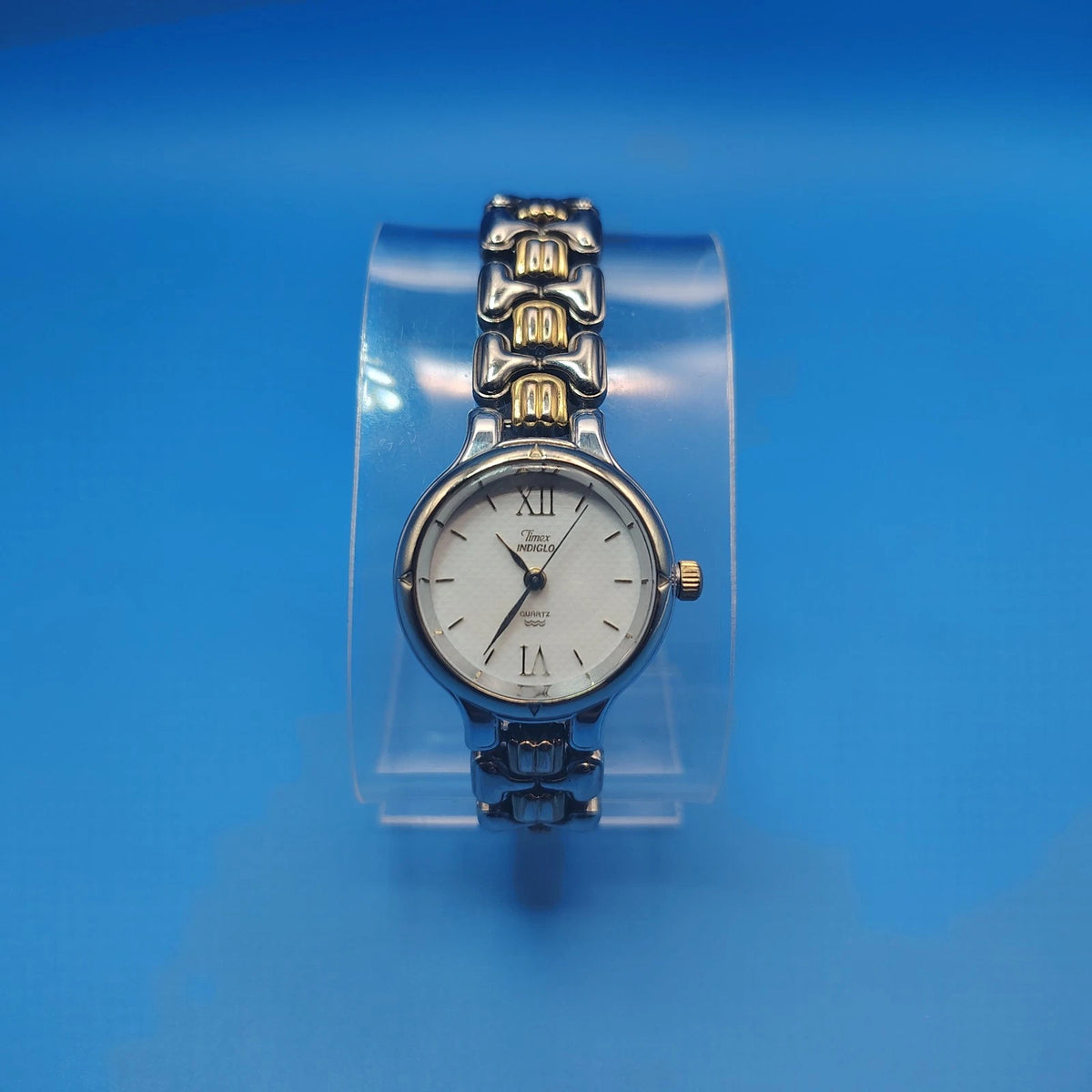 Vintage 1996 Timex Indiglo Two Tone 24mm Women's Quartz Watch Fully Restored