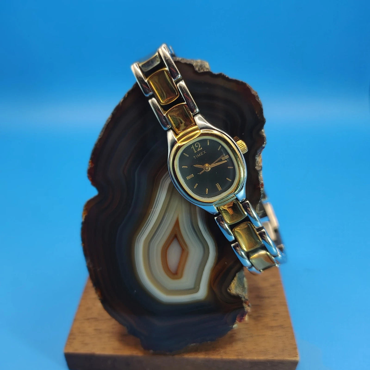 Vintage 2003 Timex Elegant 21mm Women's Quartz Two Tone Cocktail Watch Size 6.5