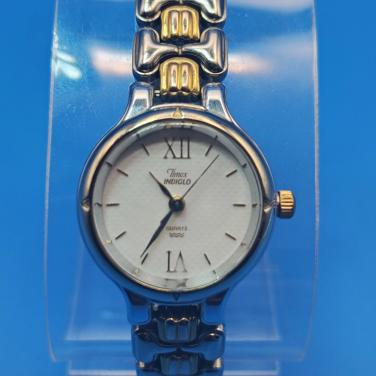 Vintage 1996 Timex Indiglo Two Tone 24mm Women's Quartz Watch Fully Restored