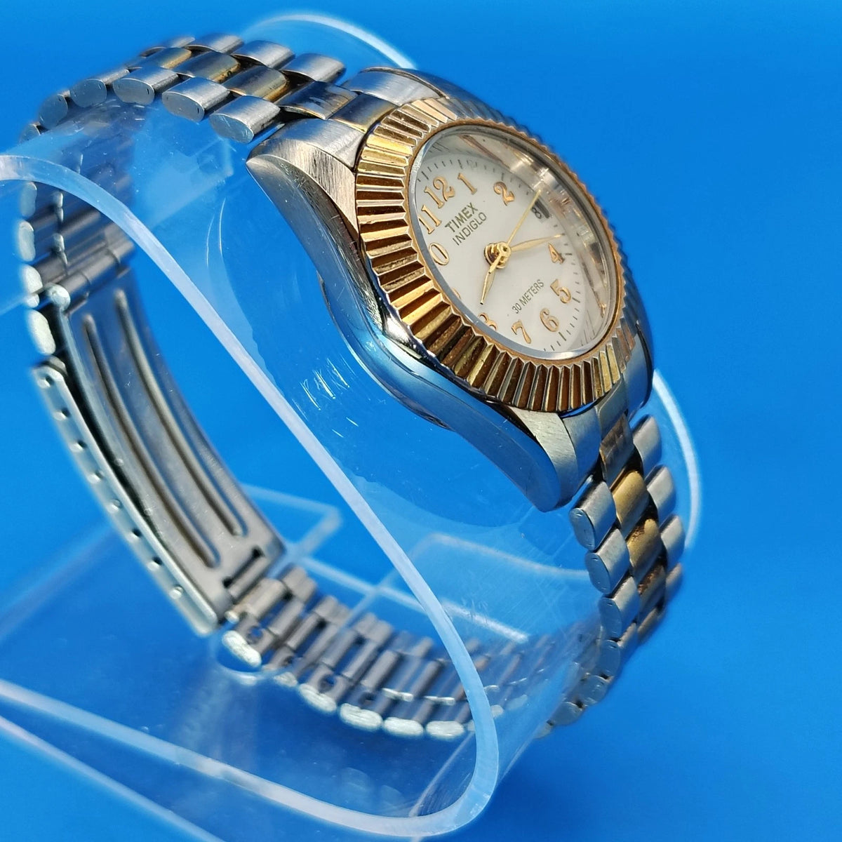Vintage 2001 Timex Indiglo Presidential Date 25mm Women's Two Tone Quartz Watch