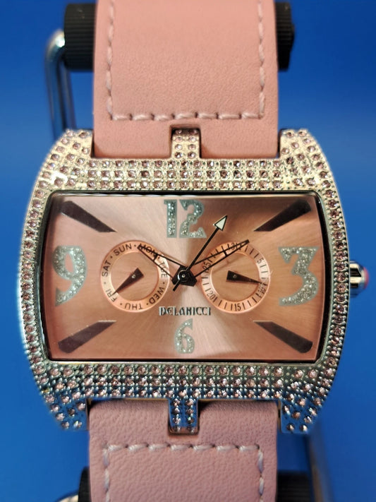 Vintage 2005 Delanicci Pink Passion 42mm Women's Quartz Fashion Watch Restored