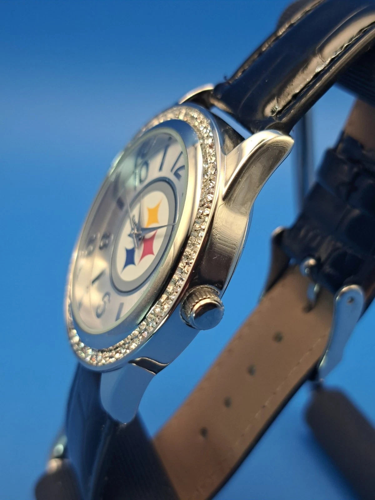 Vintage 2015 Pittsburgh Steelers NFL Crystal Bezel Watch Women's Quartz Restored