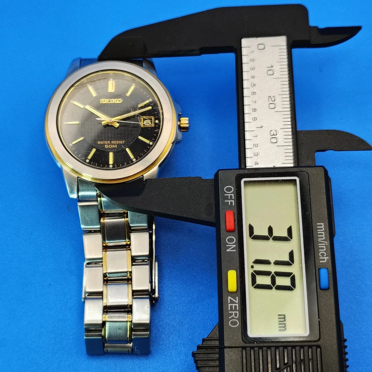 Vintage 1991 Seiko V742-8119 Date Two Tone 38mm Mens Quartz Watch Fully Restored